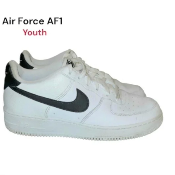 Youth Nike AF1 Air Force One White Leather Athletic Sneaker 7 7Y Boy Girl Kid - Picture 2 of 10